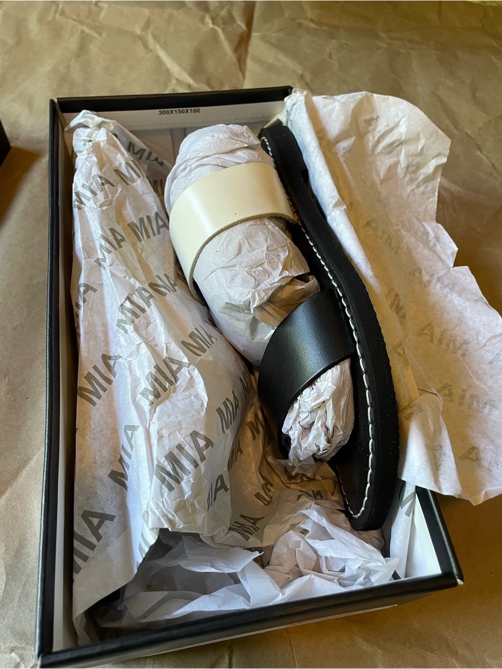 MIA Black and White Slide Sandals - Picture 6 of 8